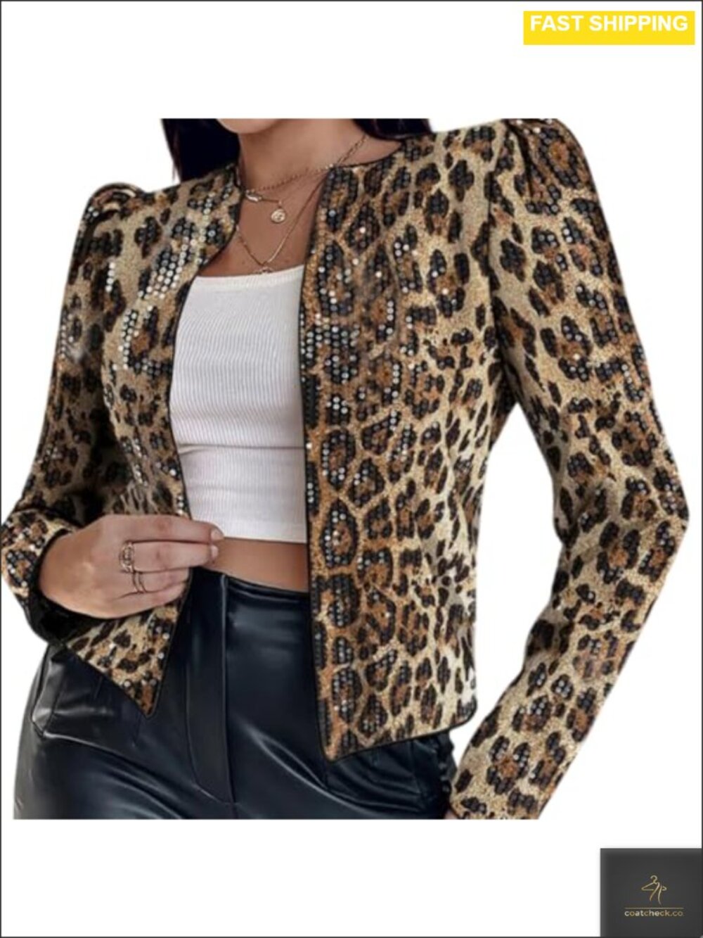 Sequin Blazer Jacket Long Sleeve Sparkle Work Cardigan Top